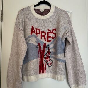 a new day Après Graphic Sweater - Cream and Red